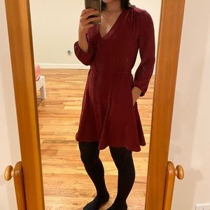 Aritzia Babaton Maroon Long Sleeve Dress Size Small